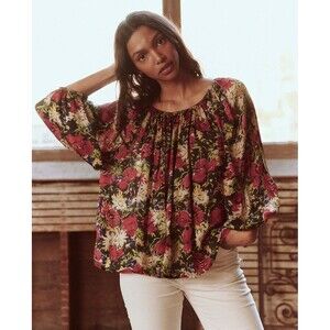 The Great. The Palmette Blouse Top Floral Printed Long Sleeve S-1 NWT 274596